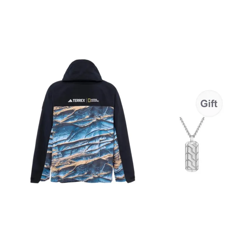 Adidas TERREX Water-Resistant Windproof Breathable Windbreaker Jacket Unisex Black Comes With Necklace-1