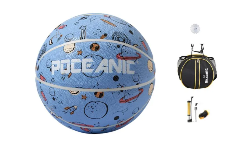 XINSE PU Basketball Blue Graffiti Size 7 Ball Training Unisex-2