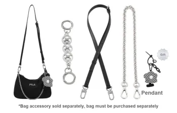 Lan Bao Fan Cow Leather With Metal Bag Straps Unisex Silver/Black