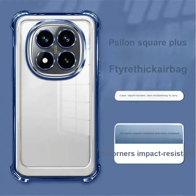 LONGYUGU Silicone Material Transparent Quad Cube Shockproof Phone Case Compatible With Redmi Note 13/12/11/10 Series-3