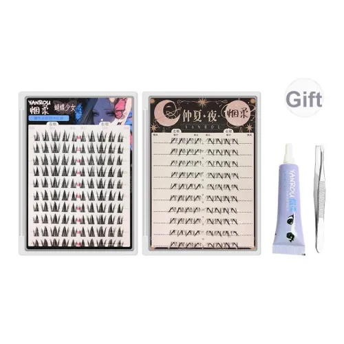 YANROU Бабочка Girlish Sunflower Летняя ночь Накладные ресницы Single Strand Натуральное волокно Long Клей Segmented