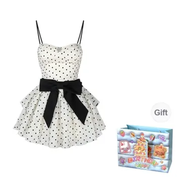 QUIET ANGEL Slip Dresses Women's Black Polka Dot Shopping Bag
