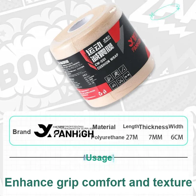 PANHIGH Badminton Equipment White Complexion Polyurethane Grip Handle Bottom Rubber Wrapped Strap Unisex 27M-1
