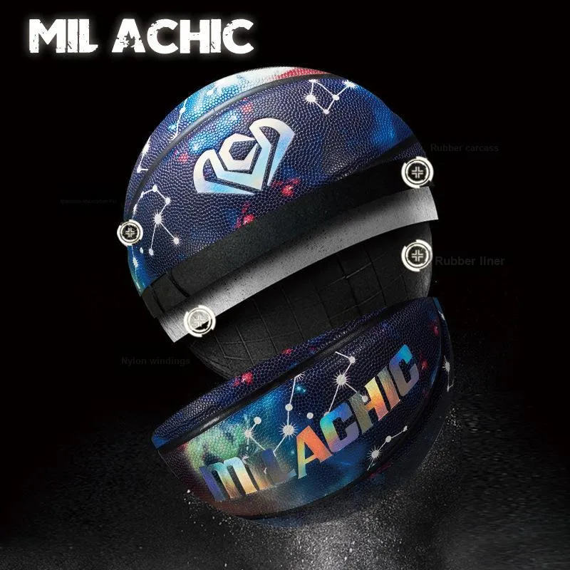 MILACHIC PU Basketball Starry Sky Glow In The Dark Size 7 Ball Training-4
