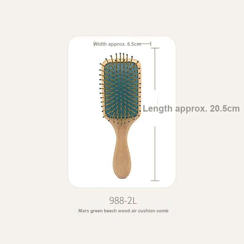 XIBI High End Air Cushion Comb Oval Smooth Commute With Travel Bag Beech Wood Massage Head-5