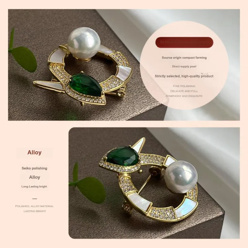 PEARL QUEEN Freshwater Pearl Brooches Unisex-1