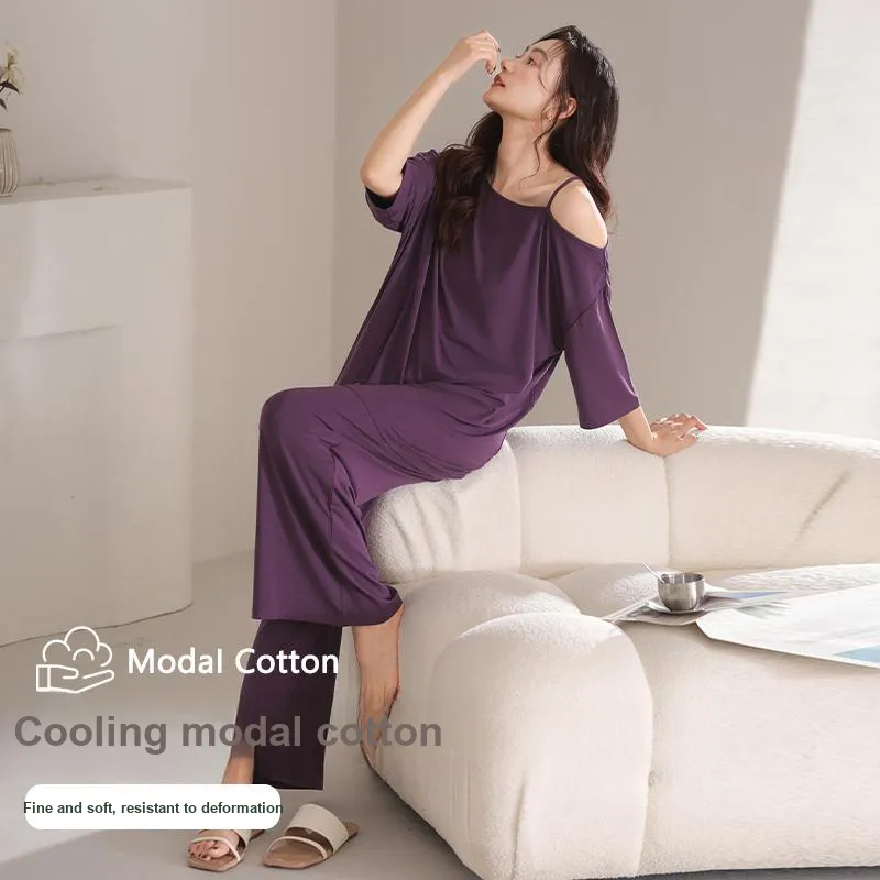 XIA.WA.ZHI.XIU Pajama Set Women's Gift Box Set Purple-4