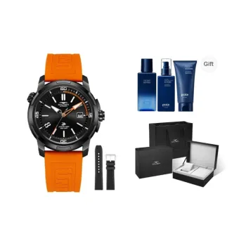GOLGEN Auger Collection Automatic Mechanical Movement Silicone Strap Watch Men's Watches Black Dial