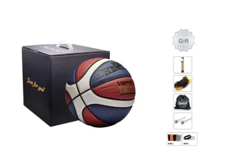 HONGKE Rubber Basketball White Red Blue Size 7 Training Unisex