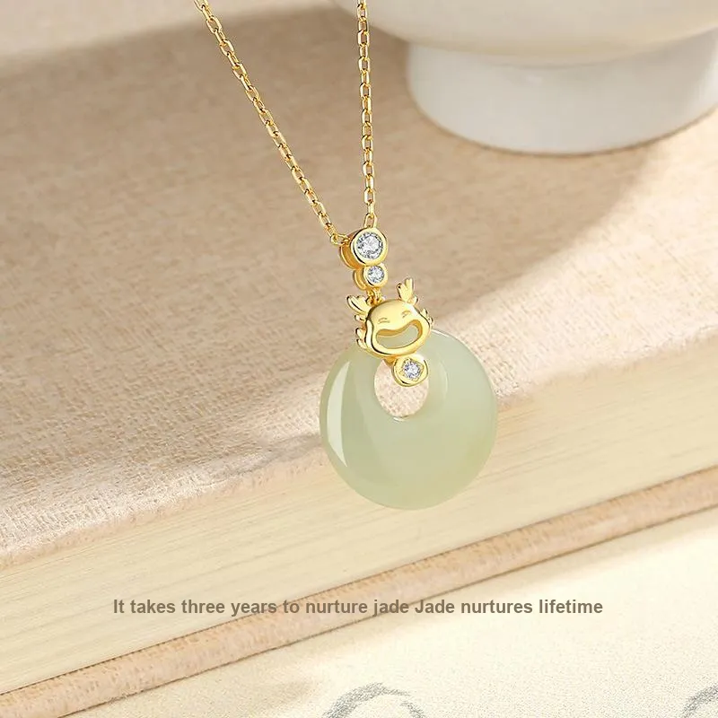 Andaozi Hetian Jade Necklaces Green Jade Women's-3