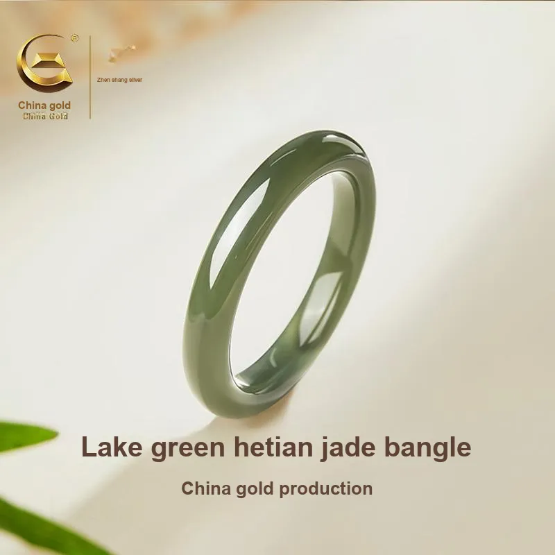 ZSY Hetian Jade Bangles Green Jade Women's-1
