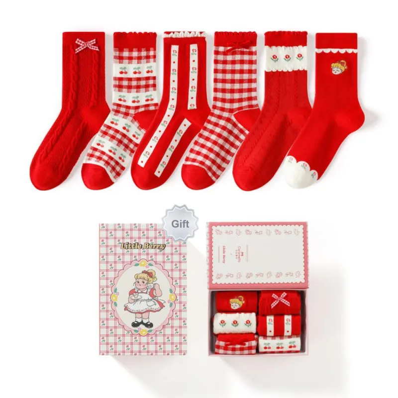 Caramella x Little Berry Mid Calf Socks Women's 6 Pack-3