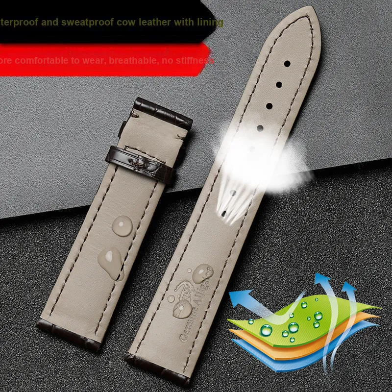 Gangjue Omega Compatibility Watch Band Genuine Leather Material-48