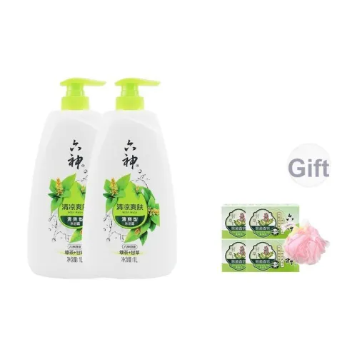 Six God Охлаждающий Освежающий Зеленый чай + Лакрица Шампунь Гель для душа Контроль жирности Увлажняющий Чистка Освежающий 1L Чай