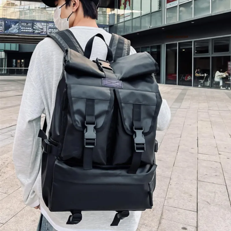 Old Man's Head Fabric Backpack Men's Black-3