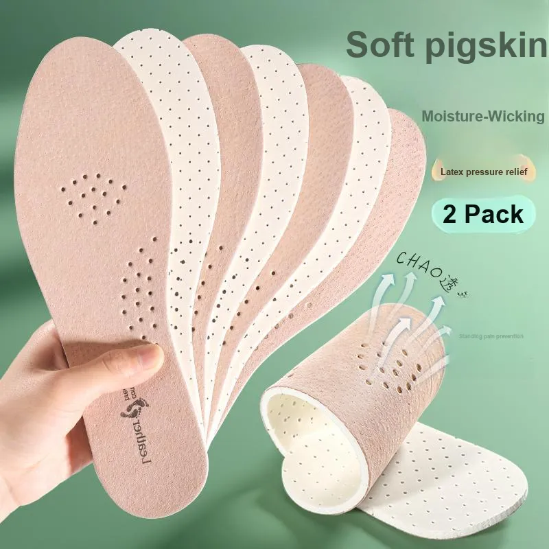 Maigaole Split Pig Leather Latex Insoles Unisex-1