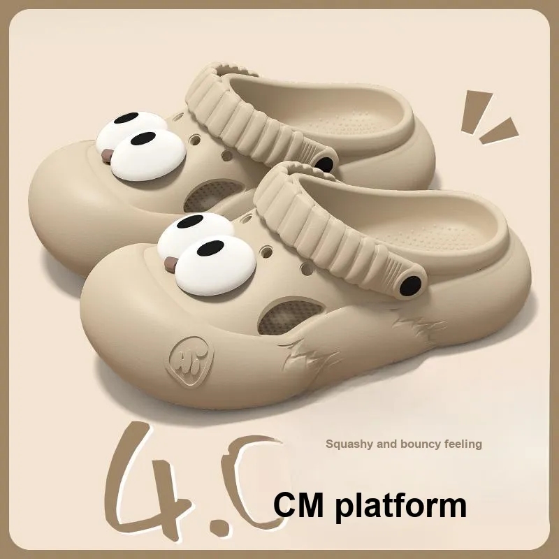 LUNNIFEIYA Slip on Lazy Beach Slippers For Home, Height Increasing, Comfortable, Cartoon, Slip Resistant-10