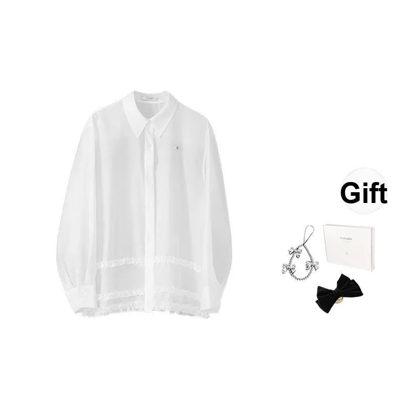 Fstudio Summer Korean Style Gauzy And Elegant Long Sleeved Shirt Women's-0