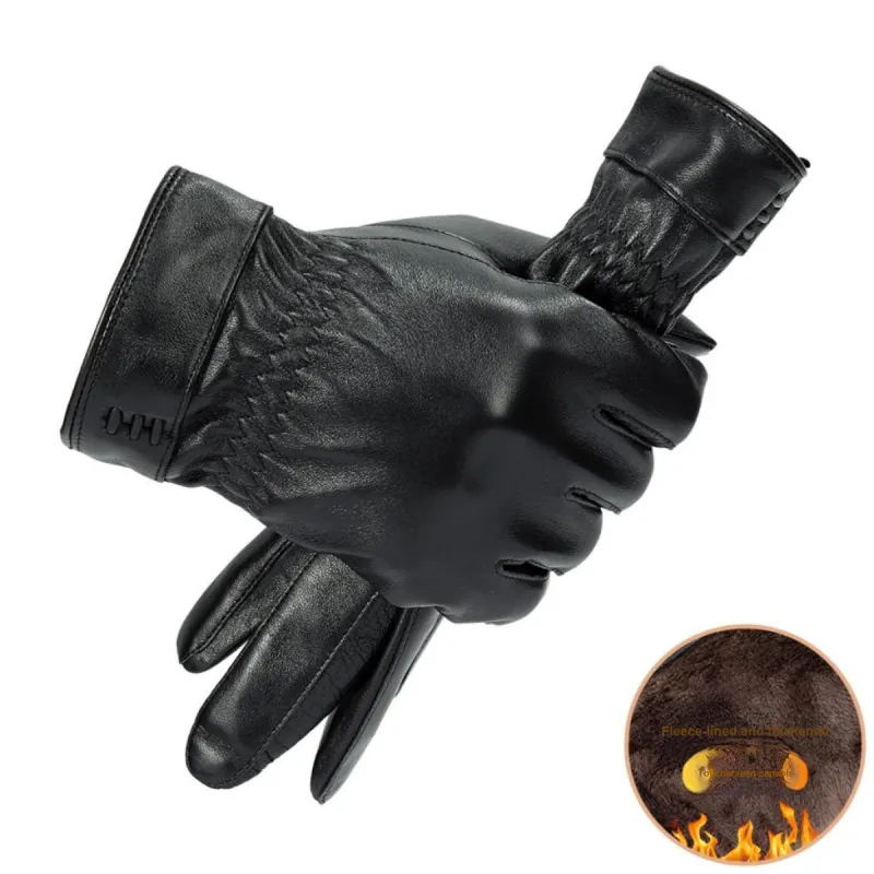 Shanghai Story Sheepskin Knit Gloves Men's Black Gift Box Set-7