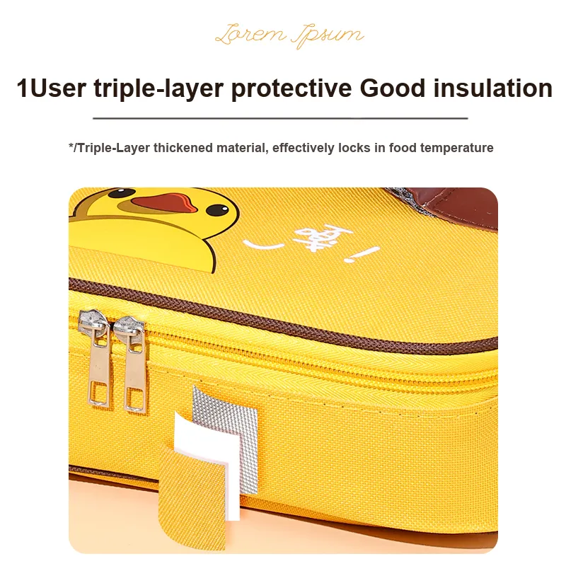 Qifeng Water-Resistant Oil-Proof Portable Lunch Box Storage Bag Yellow/Pink/Blue-23
