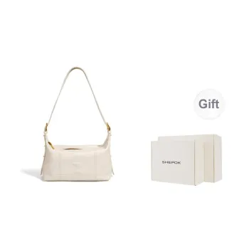 SHEPOK Cow Leather Pillow Bag Shoulder Bag Crossbody Bag Women's Ecru/Pink/Black/Blue Gray