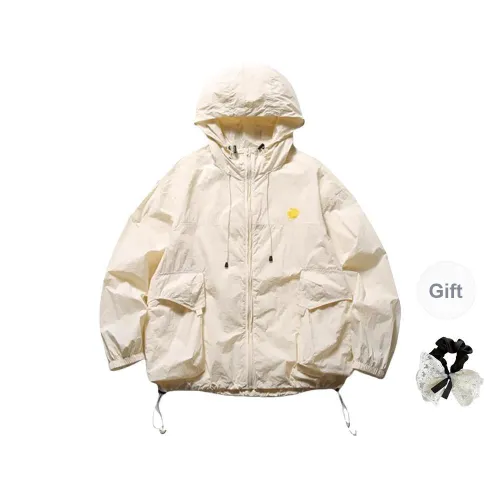TUSHIFEI Cropped Coats Women's Beige Apricot+Hair Tie Comes With