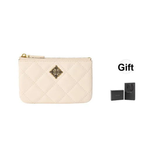 VANESSA HOGAN Коровья кожа Монетница Стандартная Женская Экрю Черный