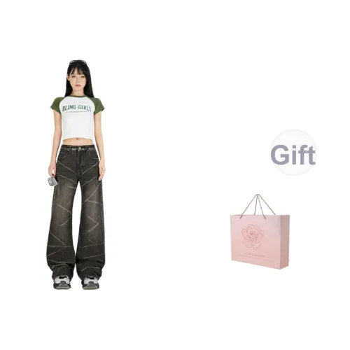 ZAZN Джинсы Женские Черный Серый Tie Dye