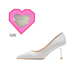 Crelinkxlat French Elegance Pointed Toe Coming-of-Age Ceremony Slim Heel High Heels For Women's