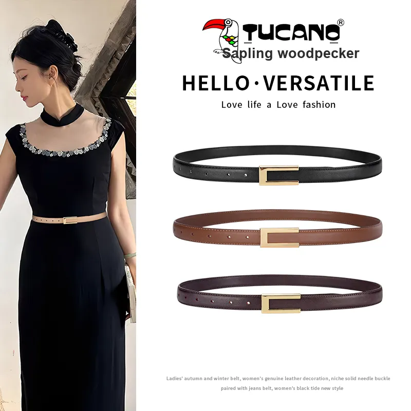 TUCANO Split Cow Leather With Overlay Film, Leather Belts Women's 2.5cm-2
