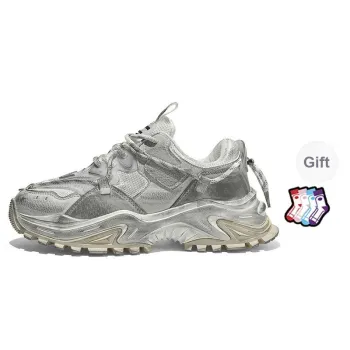 Masongarments Shark Tooth No. 2 Height Increasing Wear Resistant Low Top Chunky Sneakers Unisex Vintage White