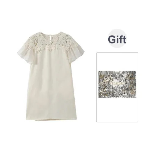 YUMOMO STAR Круглый вырез Облегающий Короткий рукав Платье Женское Frost Абрикос