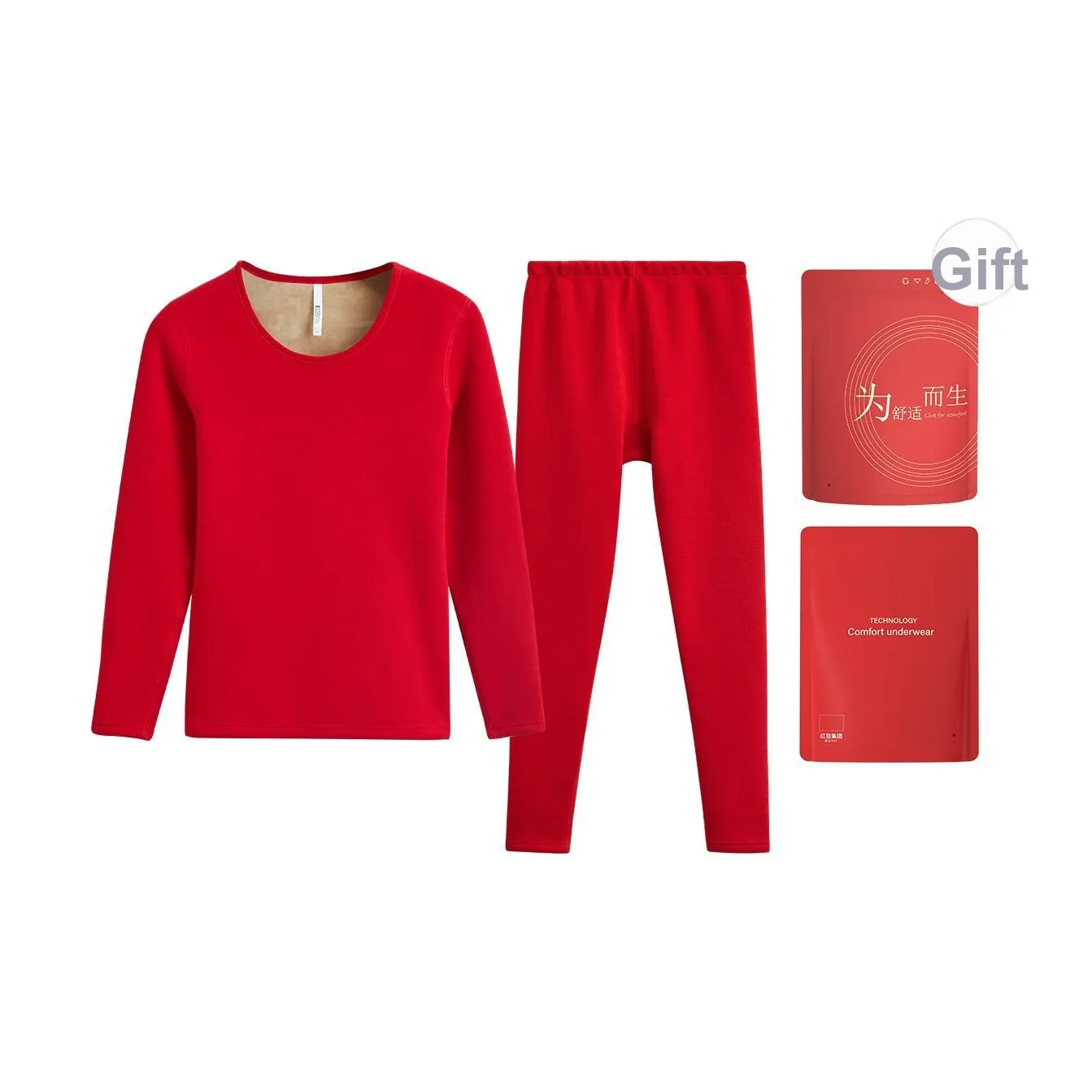 Red bean Женские Утолщенные And Флисовые с Подкладкой Набор Женского Нижнего Белья Термокомплекты