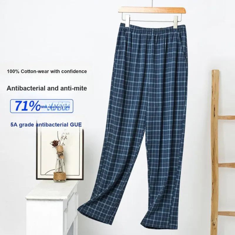 FARO Pajama Pants Men's Blue Square Plaid-1