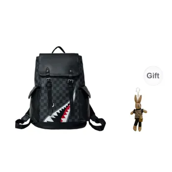 Yalu PU Backpack Unisex Black And Gray Plaid/Brown Plaid
