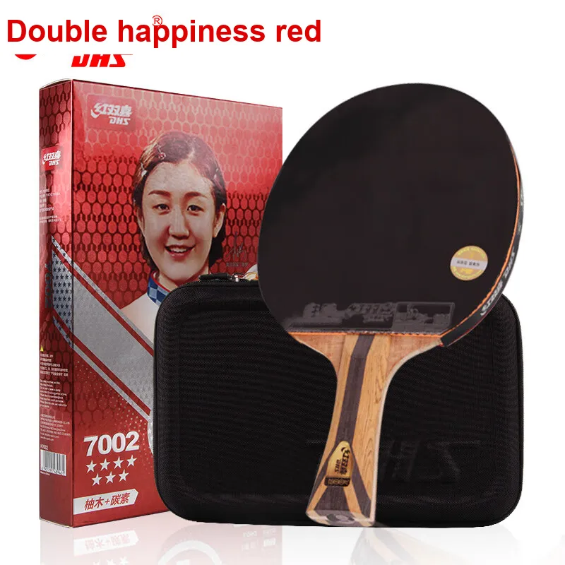 DHS Ping Pong Paddles Unisex Teak, Carbon Fiber Red/Black-21