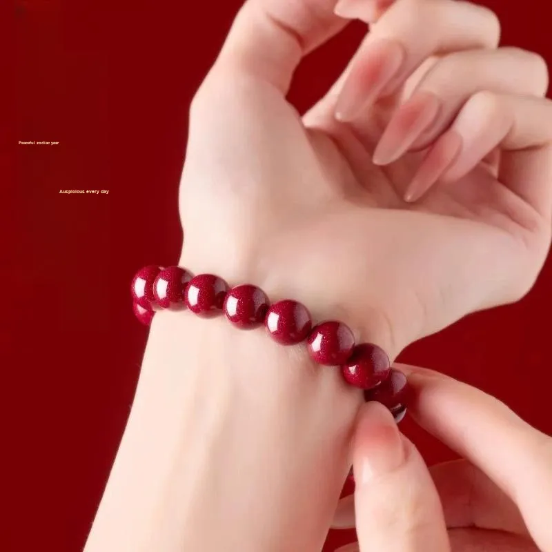 MY WORLD BEGINS AND ENDS WITH YOU Natural Cinnabar Bracelets Unisex-8