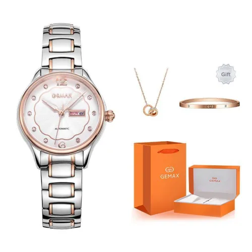 GEMAX Wrist Watch Mechanical Movement Stainless Steel Watchband Watch Women's Watch White Dial