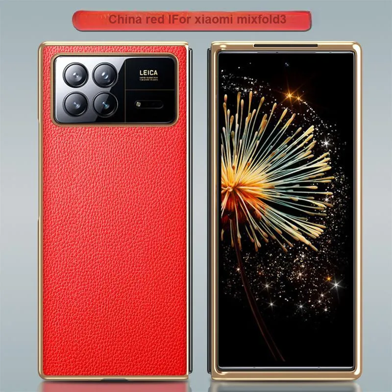 ZHUOJI Vegan Leather Material Foldable Display Leather Litchi Grain Phone Case Compatible With Xiaomi MixFold 3-5
