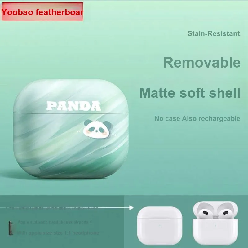 Yoobao Compatible With AirPods TPU Little Cyan Cloud Panda Matte Fully Enclosed Impact Resistant Headphone Cases-6