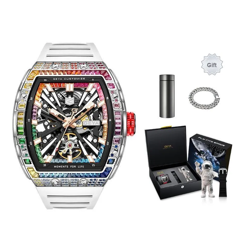 GEYA China Aerospace ASES Collaboration Aerospace X Rainbow Mechanical Movement Watch Men's Watches Cut Out Dial-7
