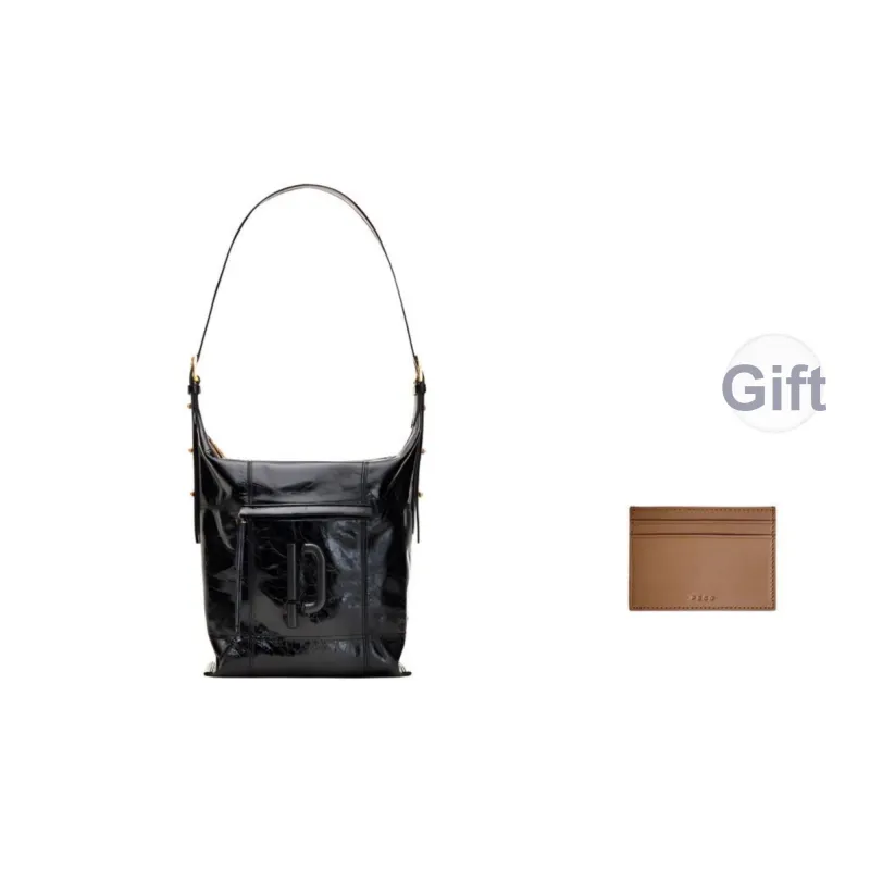 PECO Cow Leather Bucket Bags Shoulder Bag Crossbody Bag Unisex Black/Pink/Denim/White-0