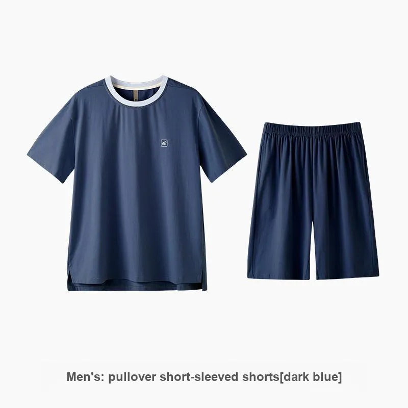 ZAO FU NIAO Pajama Set Men's Dark Blue-1