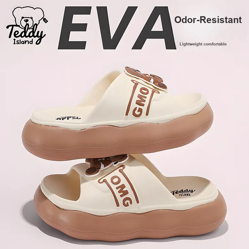 TEDDY ISLAND Cute Bear Women's Sandals Multicolor Home Soft Sole EVA Thickened Bottom Outerwear Slide Slippers-7