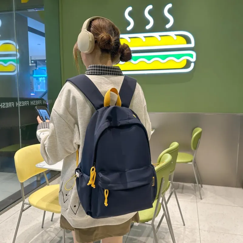 Single Warehouse Nylon Backpack Unisex White/Black/Blue/Red/Yellow-11