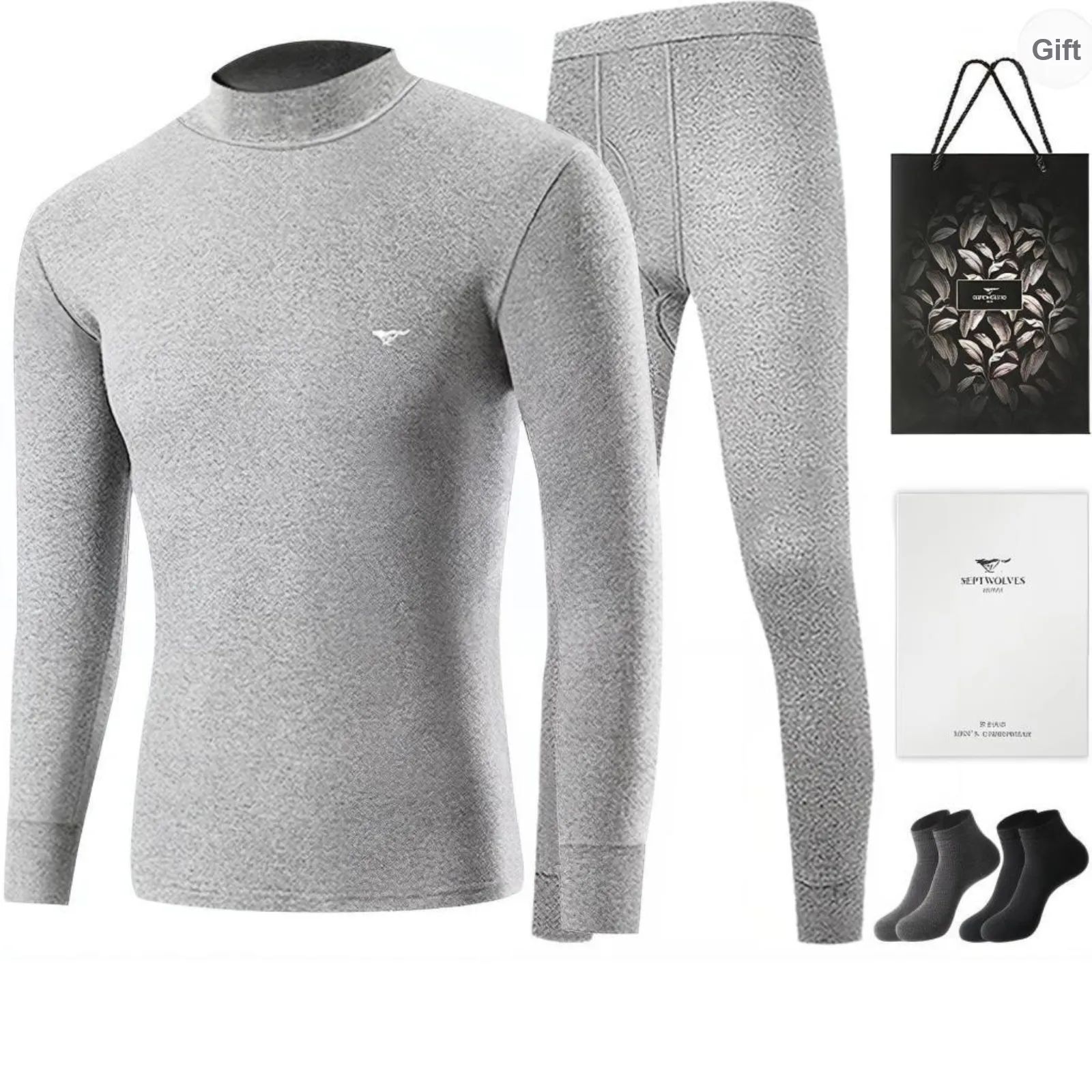 SEPTWOLVES Thermal Set Men's Gift Box Set+Shopping Bag