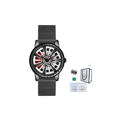 Sanda Wheel Collection Кварцевый механизм Стальной ремешок Часы Мужские Часы с открытым механизмом