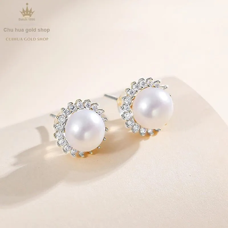 Cuihua Gold Shop Pearl Stud Earrings Women's-2