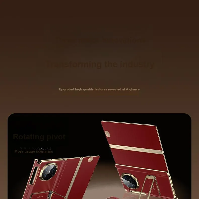 IMCHEN Genuine Leather Material Rotating Wristband Stand Phone Cases Compatible With Huawei Mate X Master Edition-2
