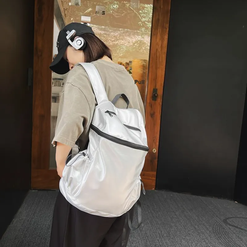 Alcohol Dragon Nylon Spell PU Backpack Regular Women's Black/White/Silver-18